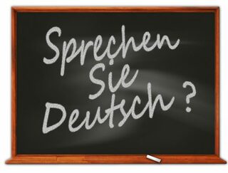 Tafelbild zeigt "Sprechen Sie Deutsch?"